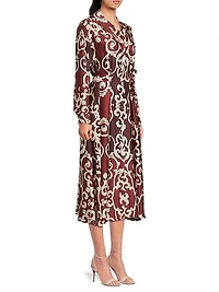 Leticia Filigree-Print Crepe Shirtdress