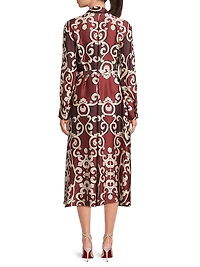 Leticia Filigree-Print Crepe Shirtdress