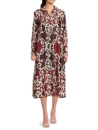 Leticia Filigree-Print Crepe Shirtdress