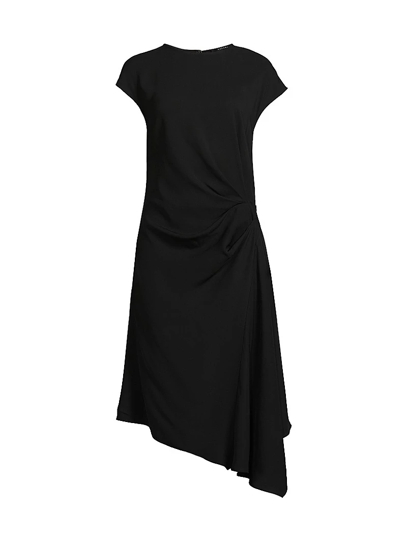 Stretch Crepe Side Drape Dress
