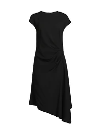 Stretch Crepe Side Drape Dress
