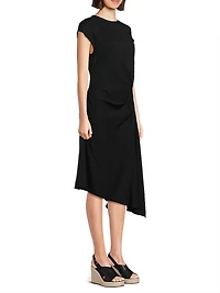 Stretch Crepe Side Drape Dress