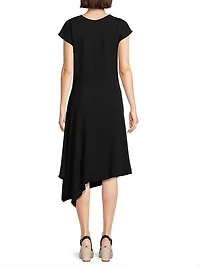 Stretch Crepe Side Drape Dress