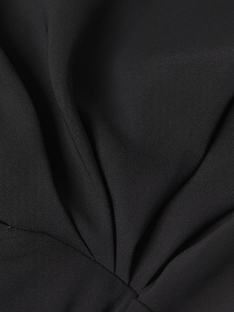 Stretch Crepe Side Drape Dress