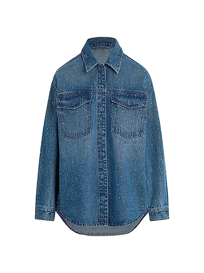 Katrina Crystal-Embellished Denim Shirt Jacket
