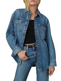 Katrina Crystal-Embellished Denim Shirt Jacket