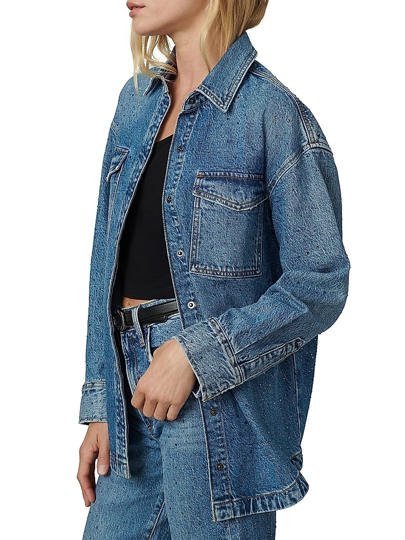 Katrina Crystal-Embellished Denim Shirt Jacket