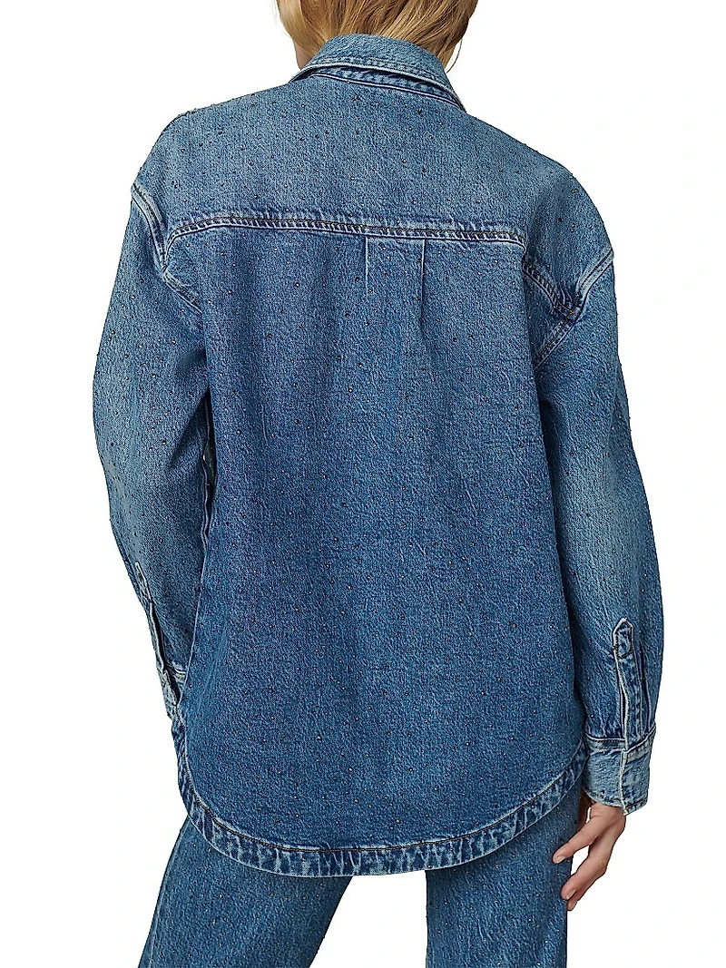 Katrina Crystal-Embellished Denim Shirt Jacket