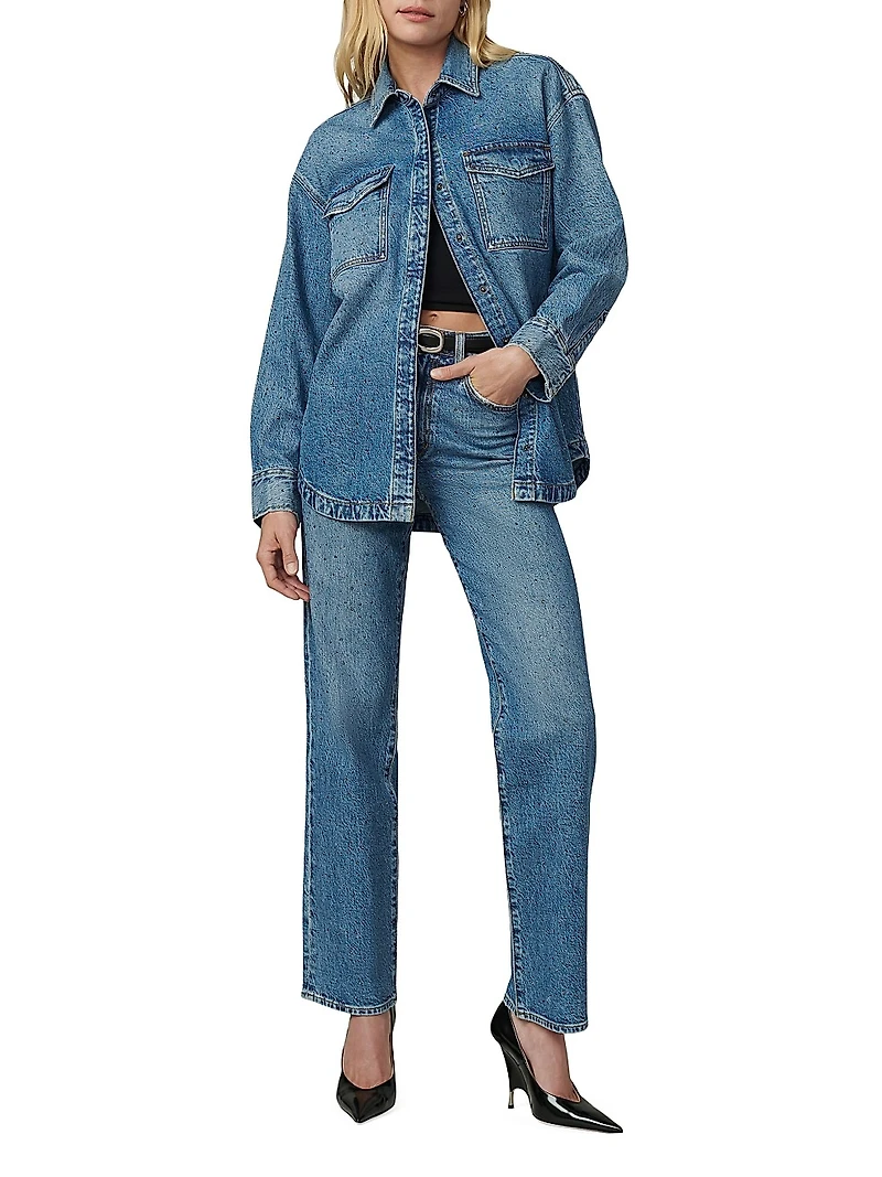 Katrina Crystal-Embellished Denim Shirt Jacket