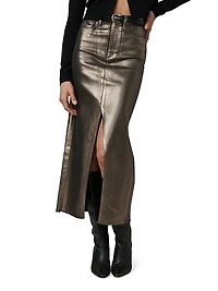 Eva Metallic Denim Maxi Skirt