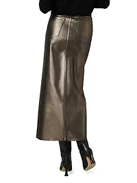 Eva Metallic Denim Maxi Skirt