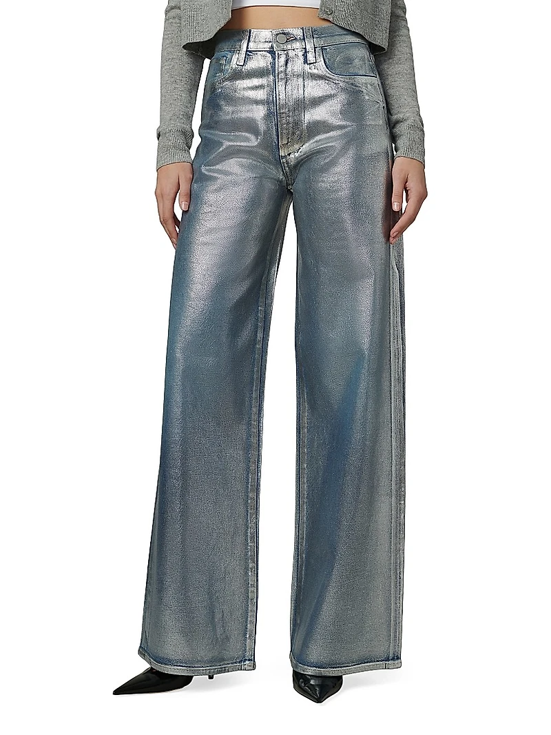 The Mia Coated High-Rise Wide-Leg Jeans