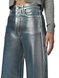 The Mia Coated High-Rise Wide-Leg Jeans