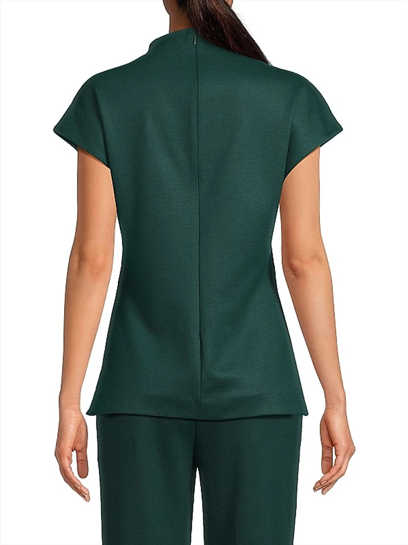 Double Jersey Ponte Short-Sleeve Top