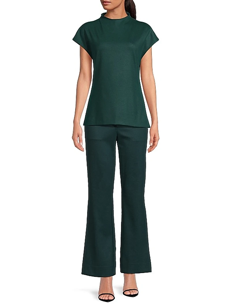 Double Jersey Ponte Short-Sleeve Top