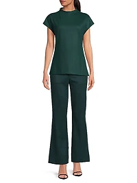 Double Jersey Ponte Short-Sleeve Top