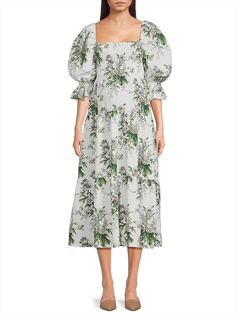 Maternity Kiko Floral Smocked Midi-Dress