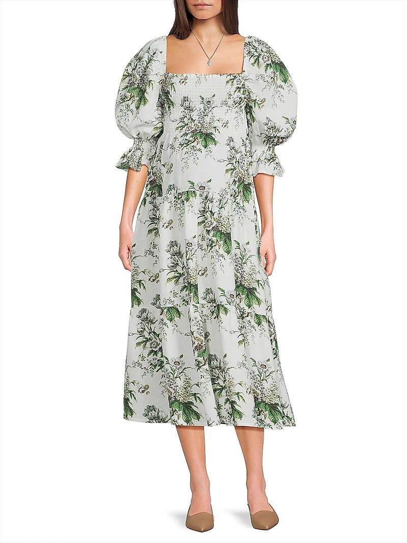 Maternity Kiko Floral Smocked Midi-Dress