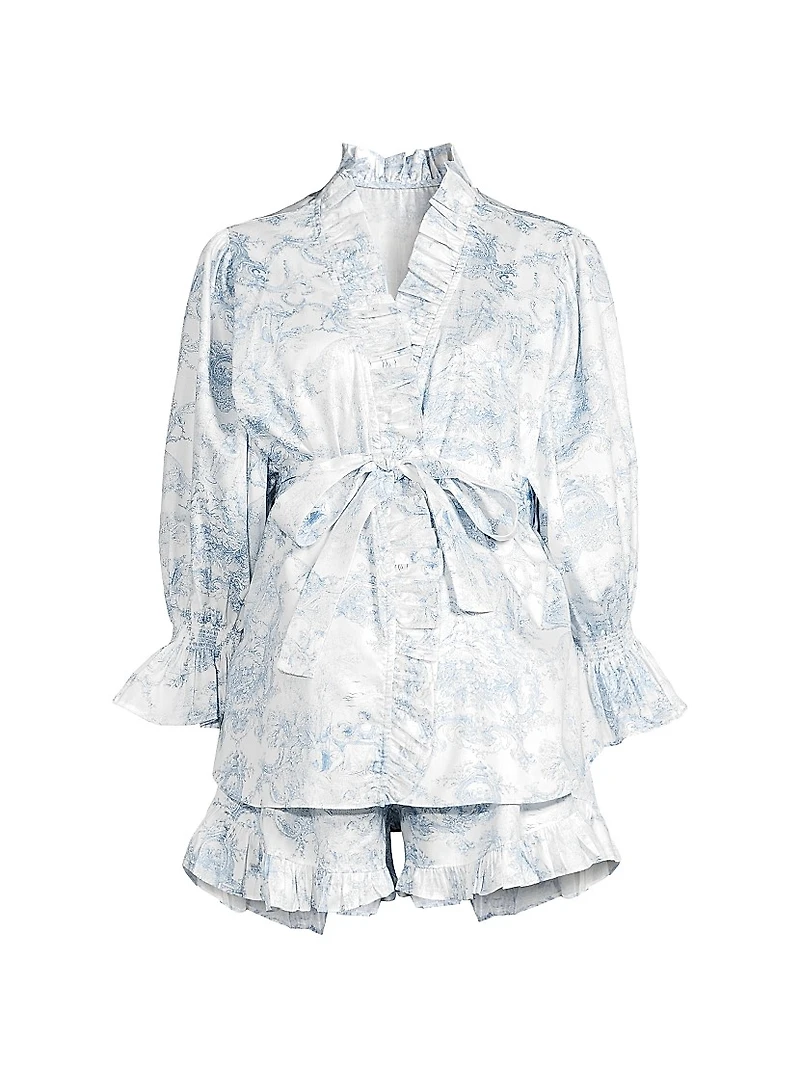 Toile Print Ruffle Pajamas