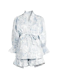 Toile Print Ruffle Pajamas
