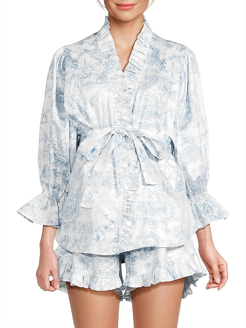 Toile Print Ruffle Pajamas