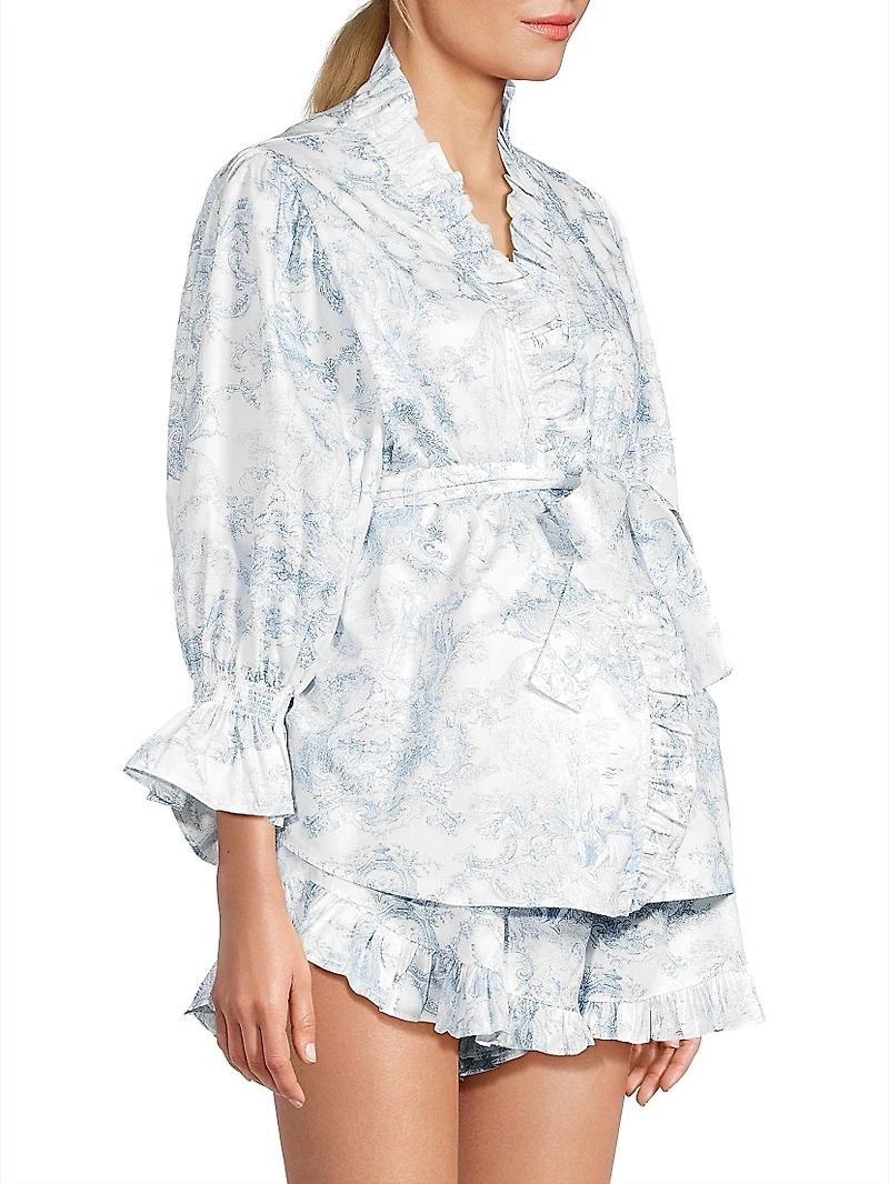Toile Print Ruffle Pajamas