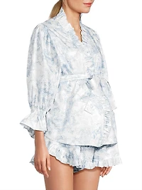 Toile Print Ruffle Pajamas