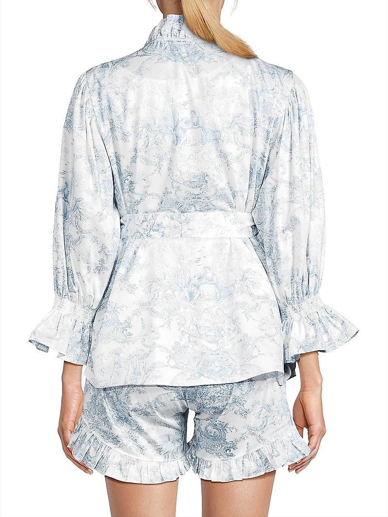 Toile Print Ruffle Pajamas