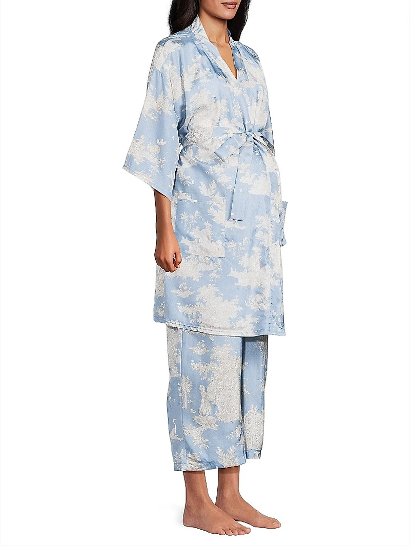 Toile Print Robe & Pants Set