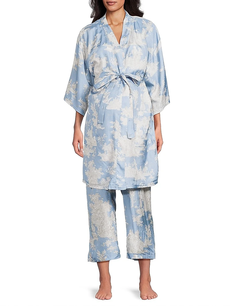 Toile Print Robe & Pants Set