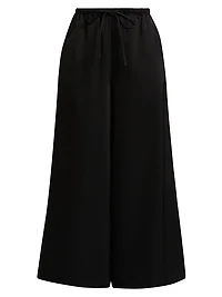 Barb Satin Wide-Leg Drawstring Pants