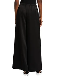 Barb Satin Wide-Leg Drawstring Pants