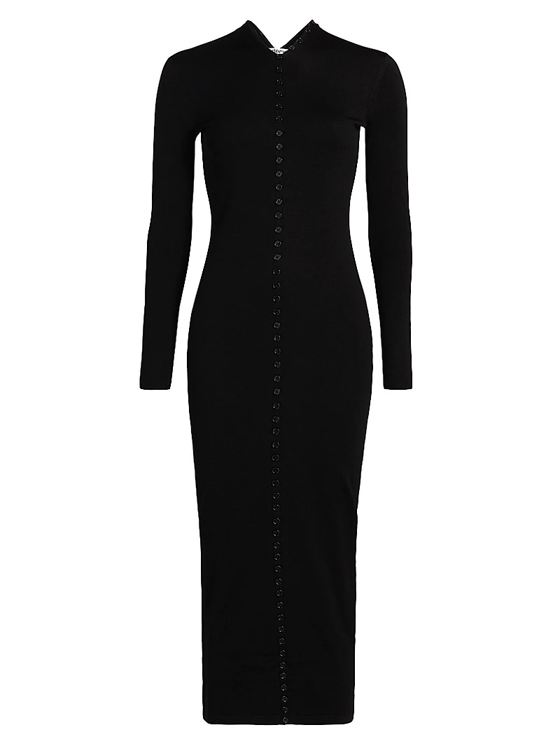 High Neck Button-Up Dress