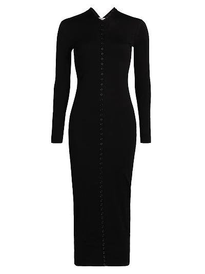 High Neck Button-Up Dress