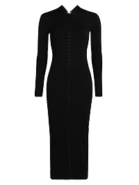 High Neck Button-Up Dress