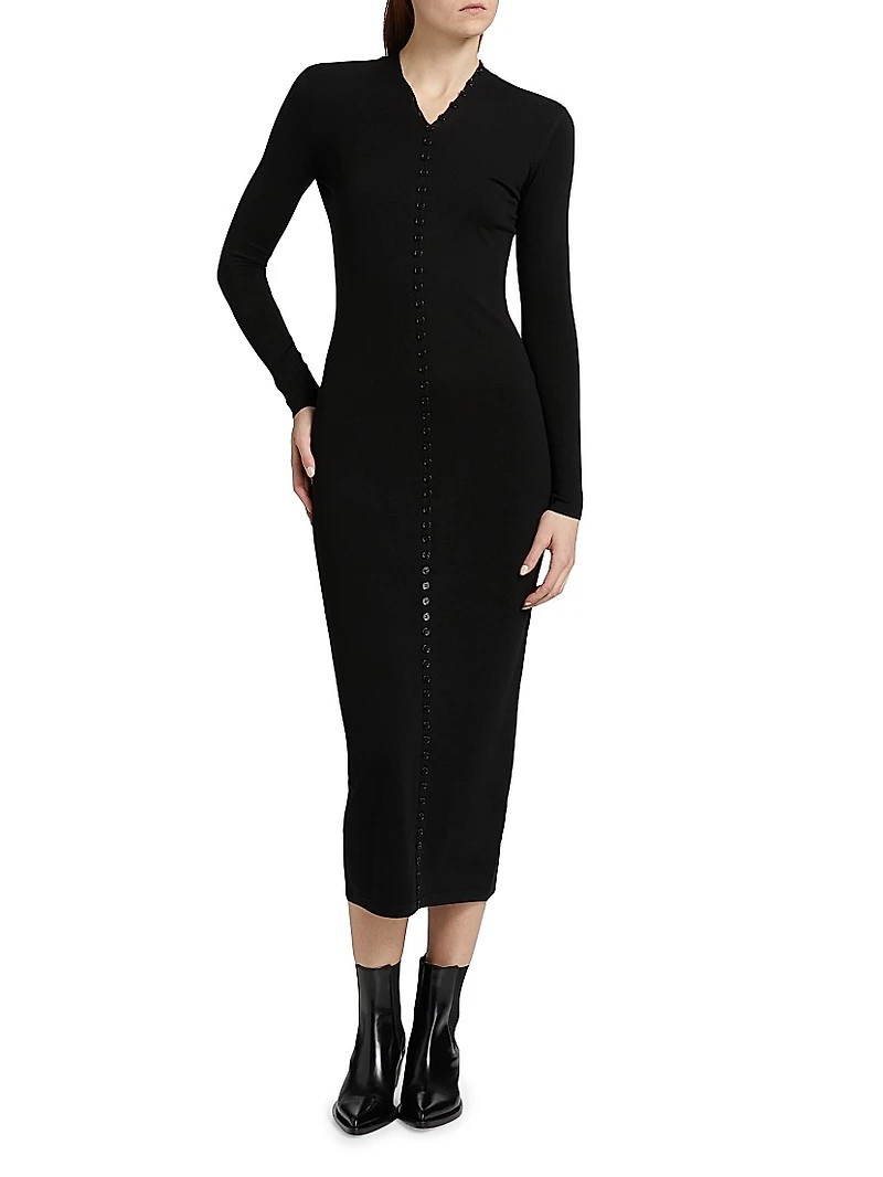 High Neck Button-Up Dress