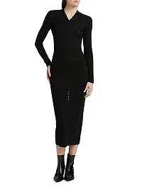 High Neck Button-Up Dress