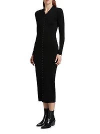 High Neck Button-Up Dress