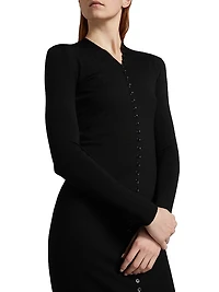 High Neck Button-Up Dress