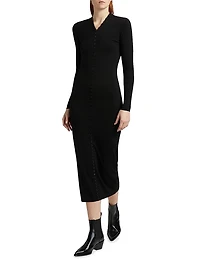 High Neck Button-Up Dress