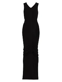 Ruched V-Neck Maxi Dress