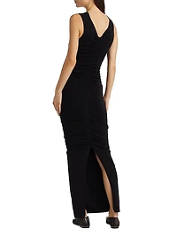 Ruched V-Neck Maxi Dress