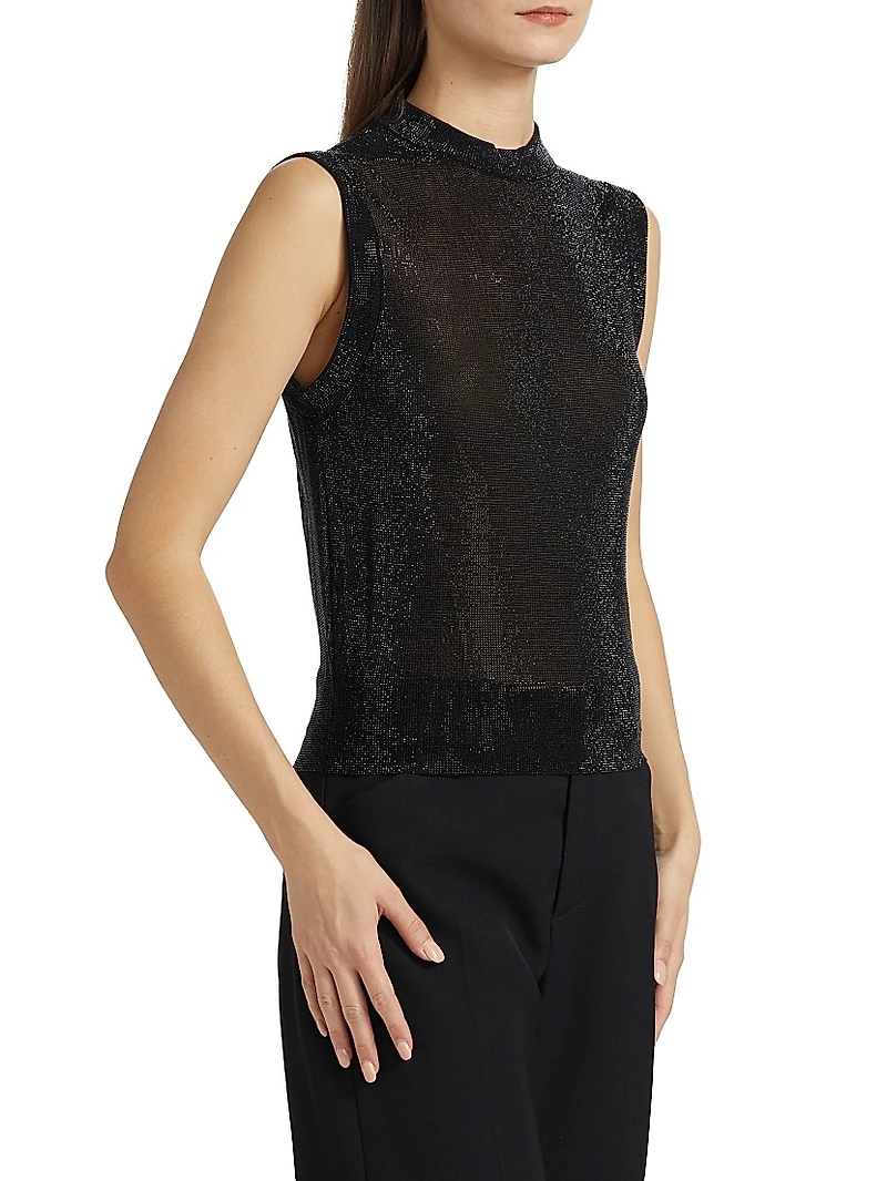 Beaded Mock Turtleneck Tank