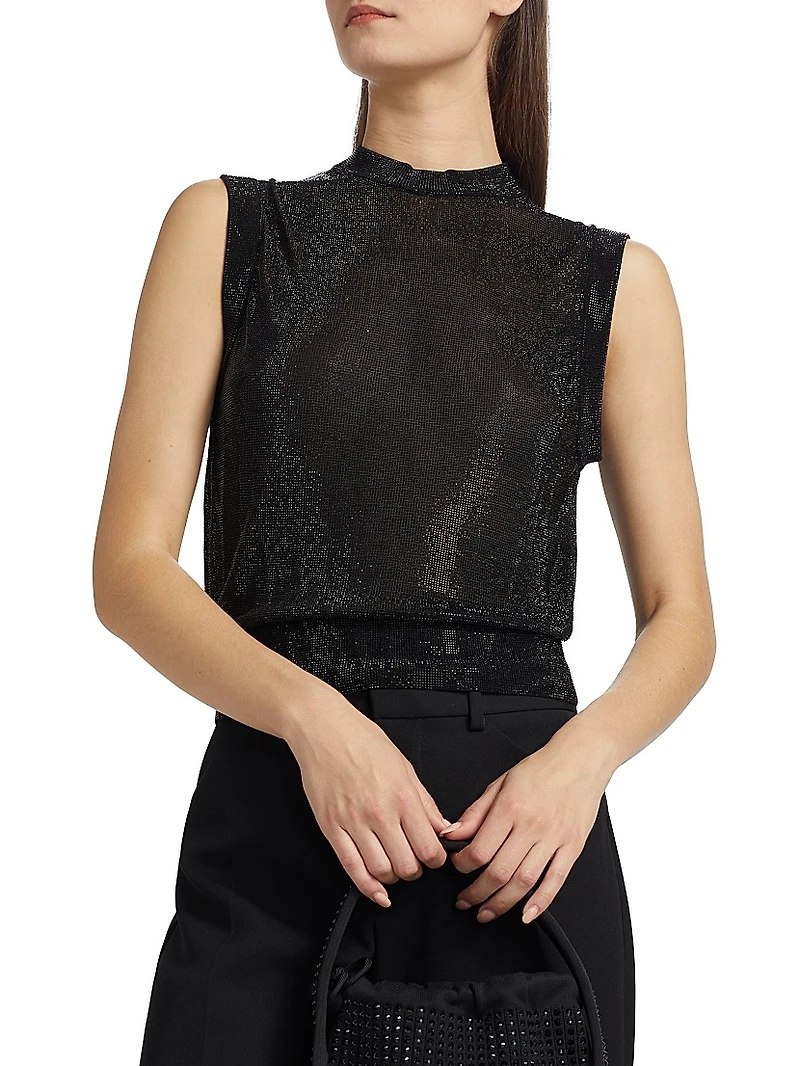 Beaded Mock Turtleneck Tank
