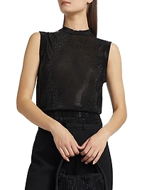 Beaded Mock Turtleneck Tank