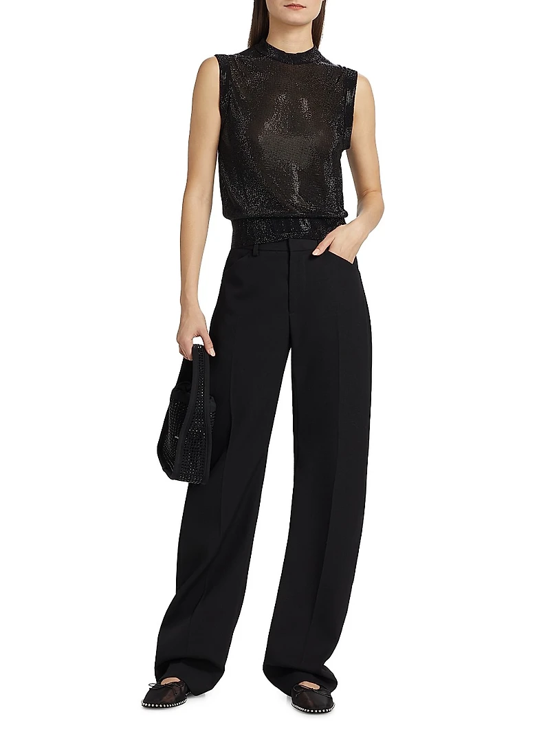 Beaded Mock Turtleneck Tank