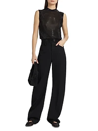 Beaded Mock Turtleneck Tank