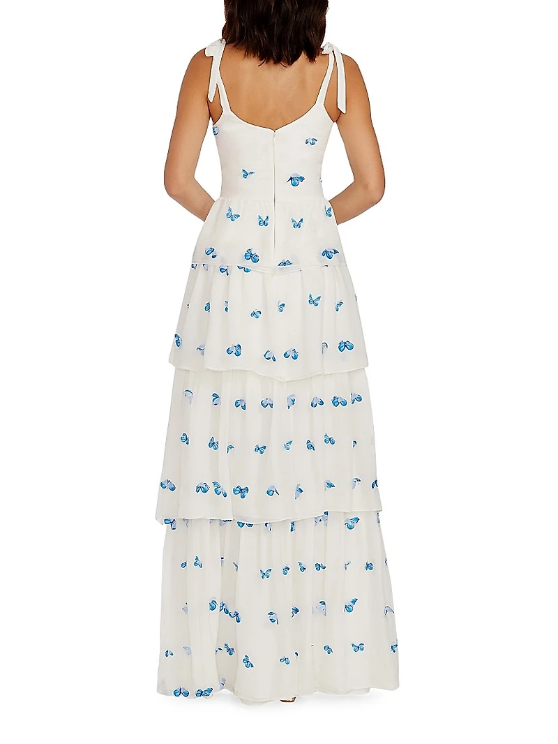 Monica Embroidered Silk Sleeveless Gown