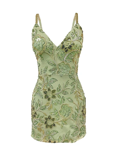 Anya Floral-Embroidered Tulle Minidress