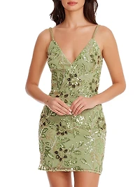 Anya Floral-Embroidered Tulle Minidress